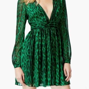 MICHAEL KORS GREEN DRESS *NWT* V Neck Animal Print